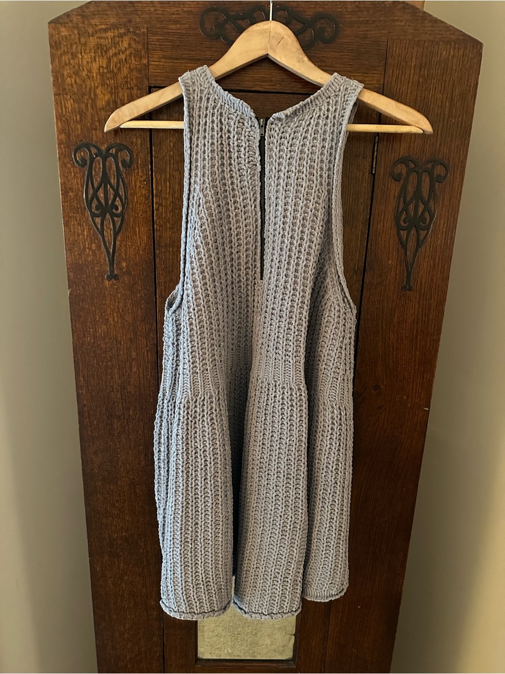 Pol Babydoll Sleeveless Knit Swing Tank Top with Back Zipper Size Medium Boho - Picture 3 of 6